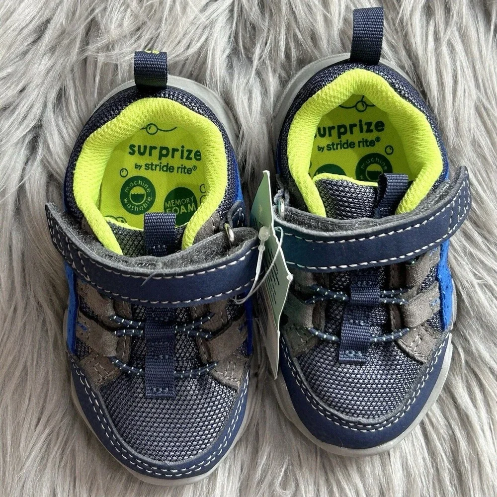 Surprize by Stride Rite Navy Boys Shoes Toddler Size 5,‎ Machine Washable NEW